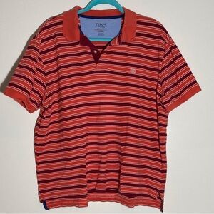 Chaps‎ Men's Striped Polo Shirt | Burgundy & Orange